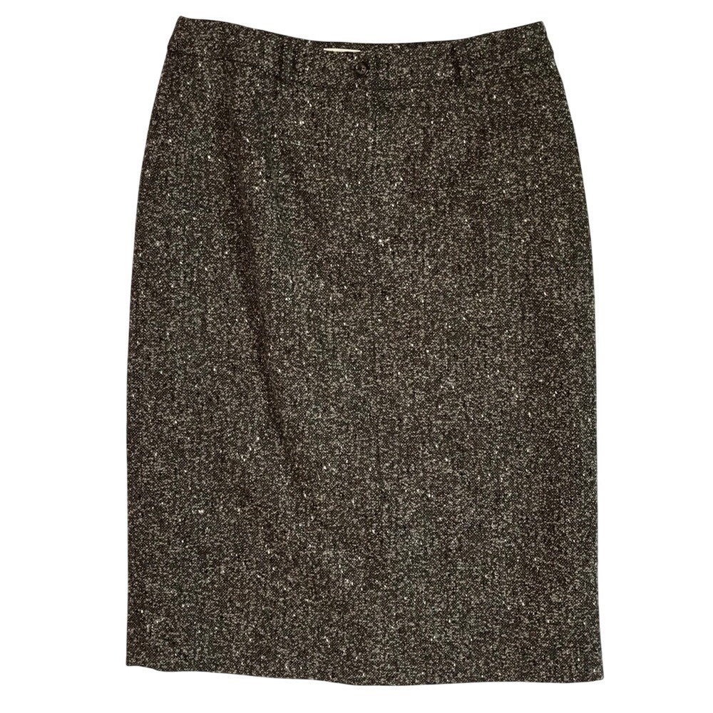 NEIMAN MARCUS BROWN SPECKLED WOOL PENCIL SKIRT
